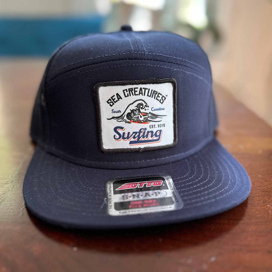 Sea Creatures Surfing Blue Trucker Hat